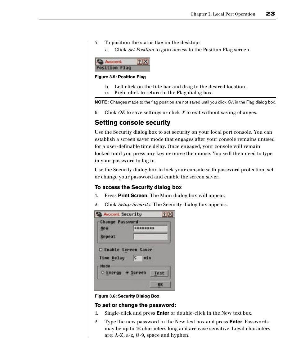 Setting console security | Avocent DSR1161 User Manual | Page 29 / 48
