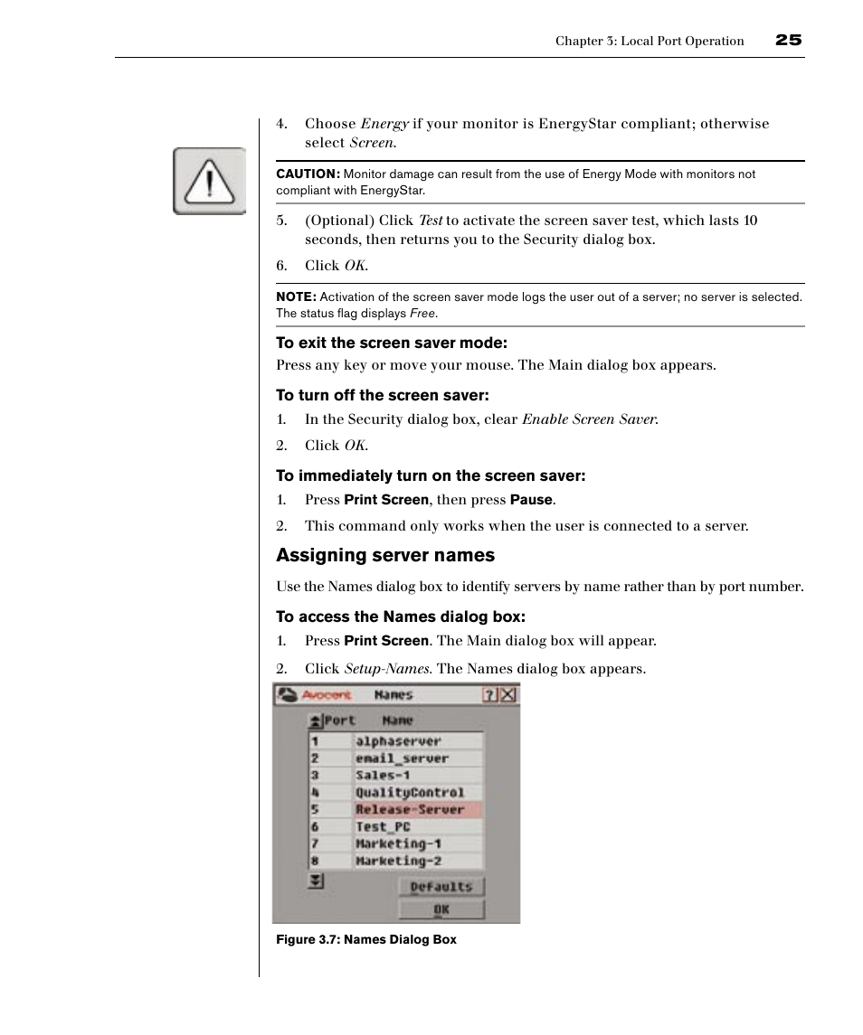 Assigning server names | Avocent DSR1161 User Manual | Page 31 / 48