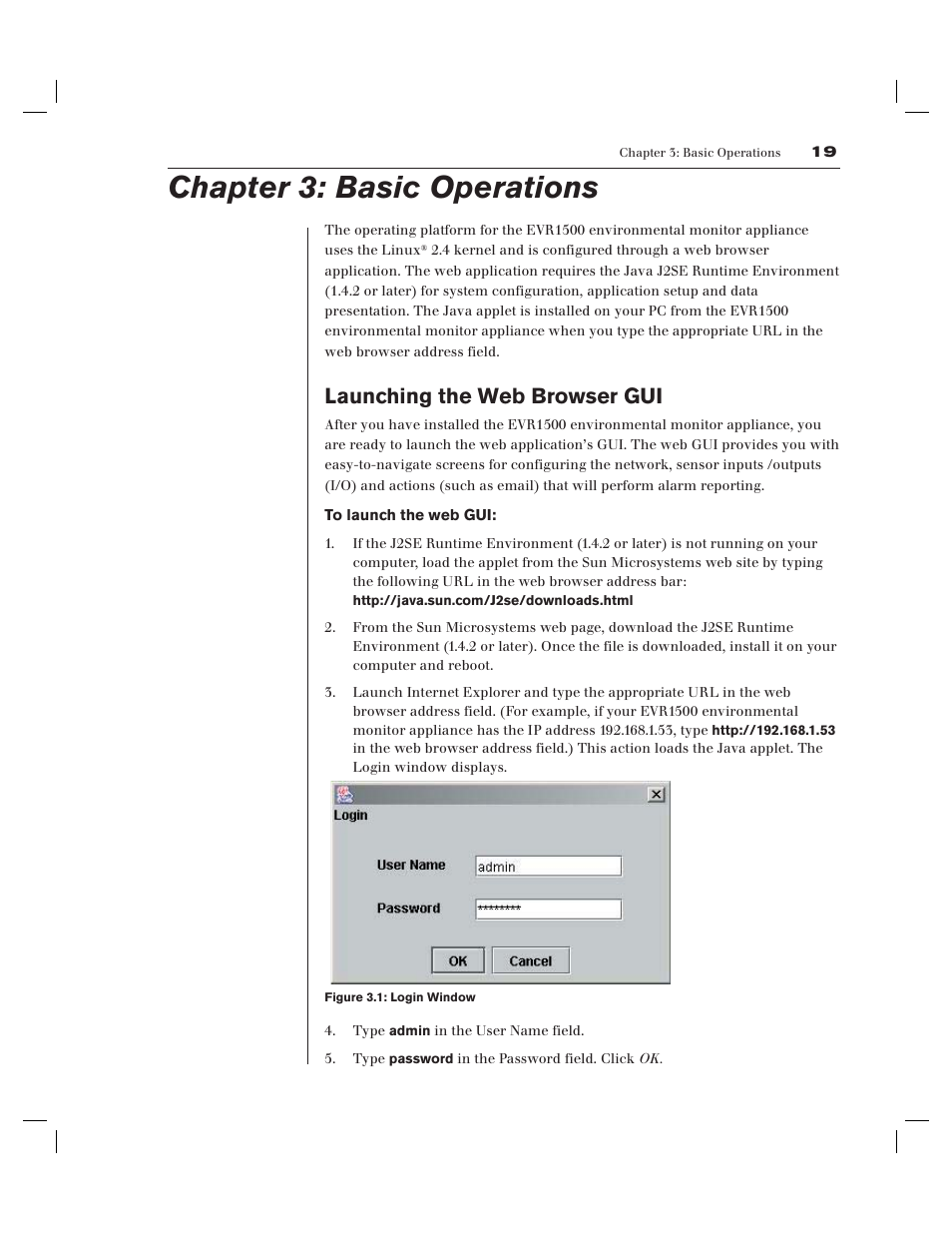 Chapter 3: basic operations, Launching the web browser gui | Avocent EVR1500-AM User Manual | Page 22 / 79