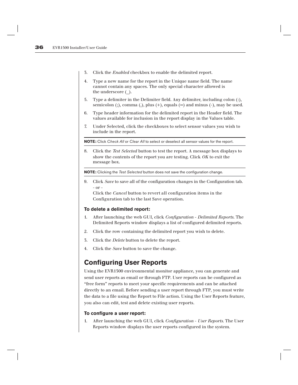 Configuring user reports | Avocent EVR1500-AM User Manual | Page 39 / 79