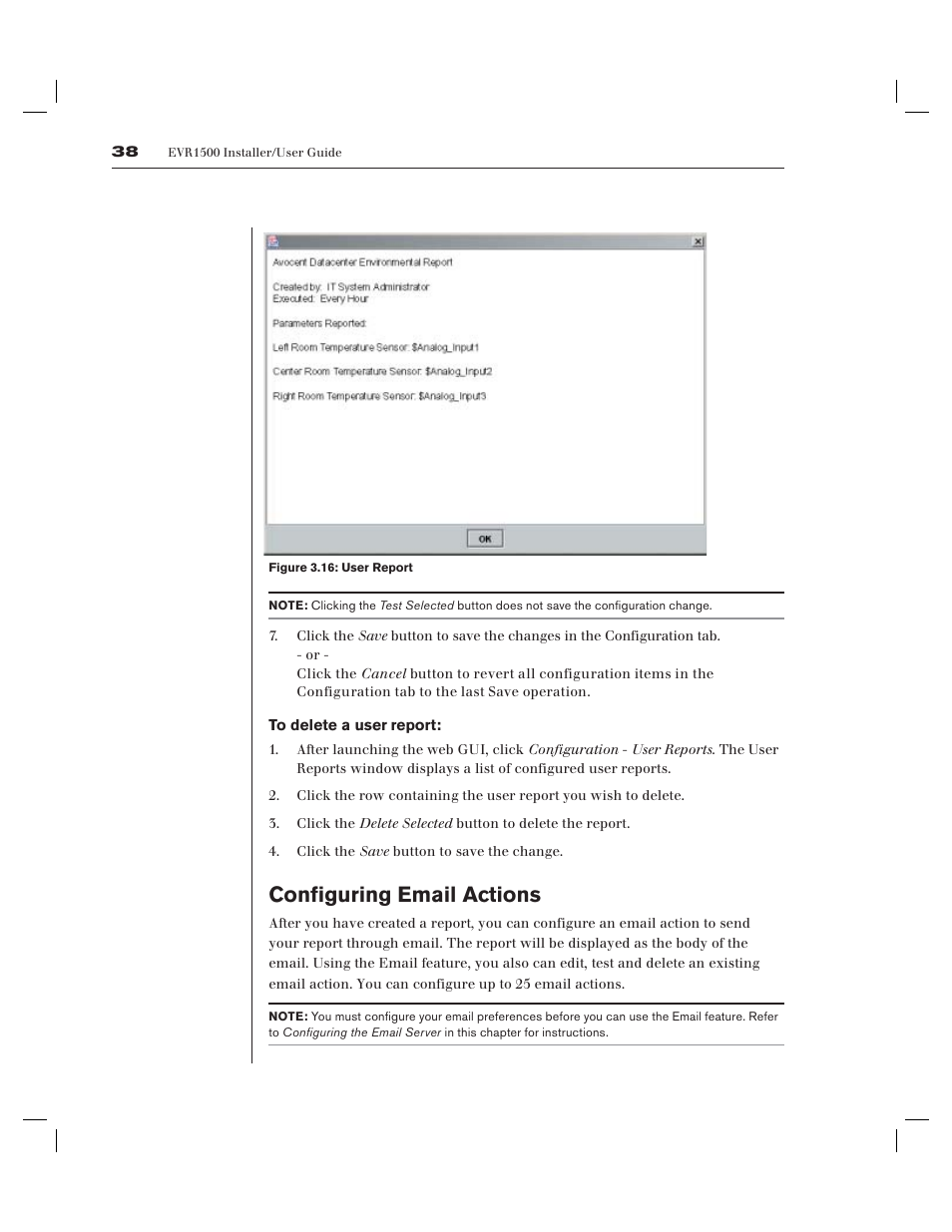 Configuring email actions | Avocent EVR1500-AM User Manual | Page 41 / 79