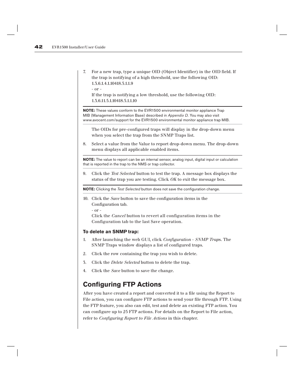 Configuring ftp actions | Avocent EVR1500-AM User Manual | Page 45 / 79
