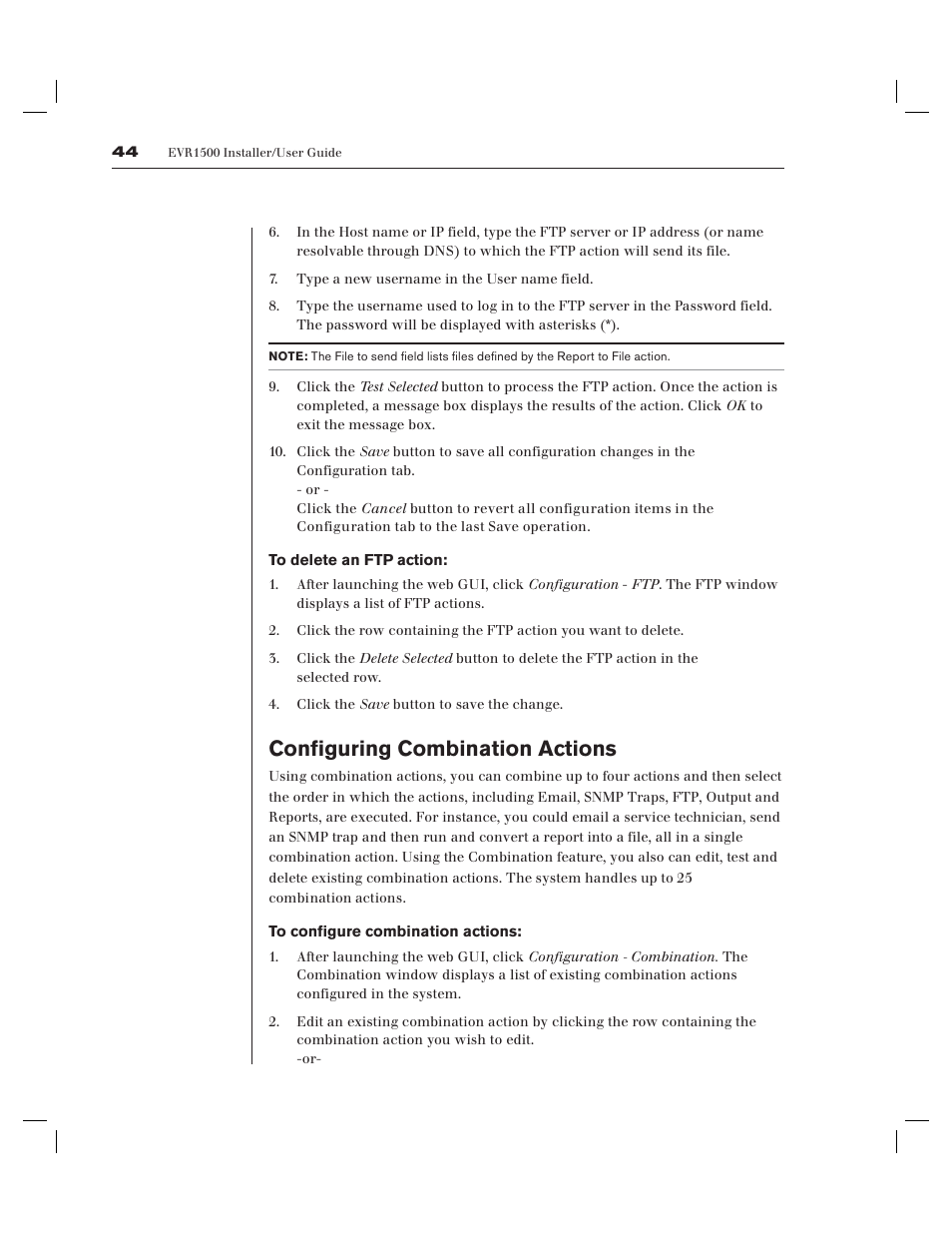 Configuring combination actions | Avocent EVR1500-AM User Manual | Page 47 / 79