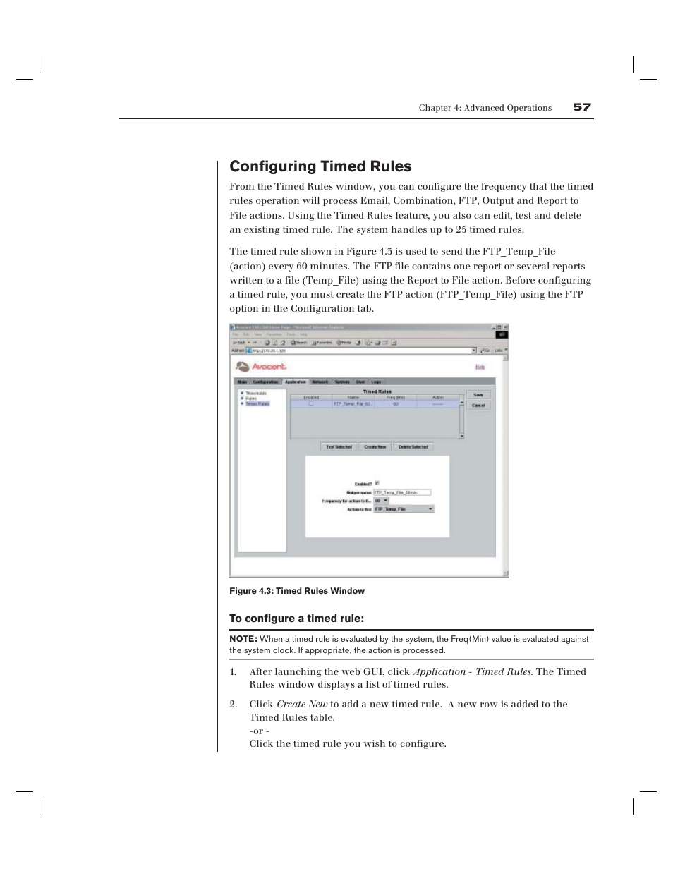 Configuring timed rules | Avocent EVR1500-AM User Manual | Page 59 / 79