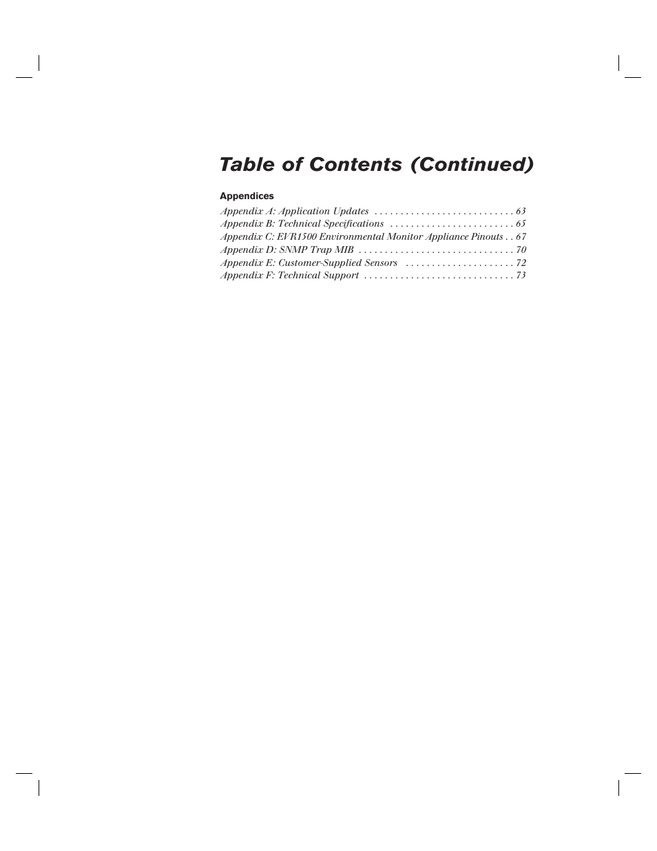 Table of contents (continued) | Avocent EVR1500-AM User Manual | Page 6 / 79
