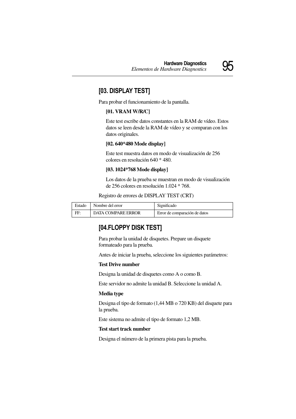 Display test, Floppy disk test | Toshiba Magnia 3310 User Manual | Page 100 / 135