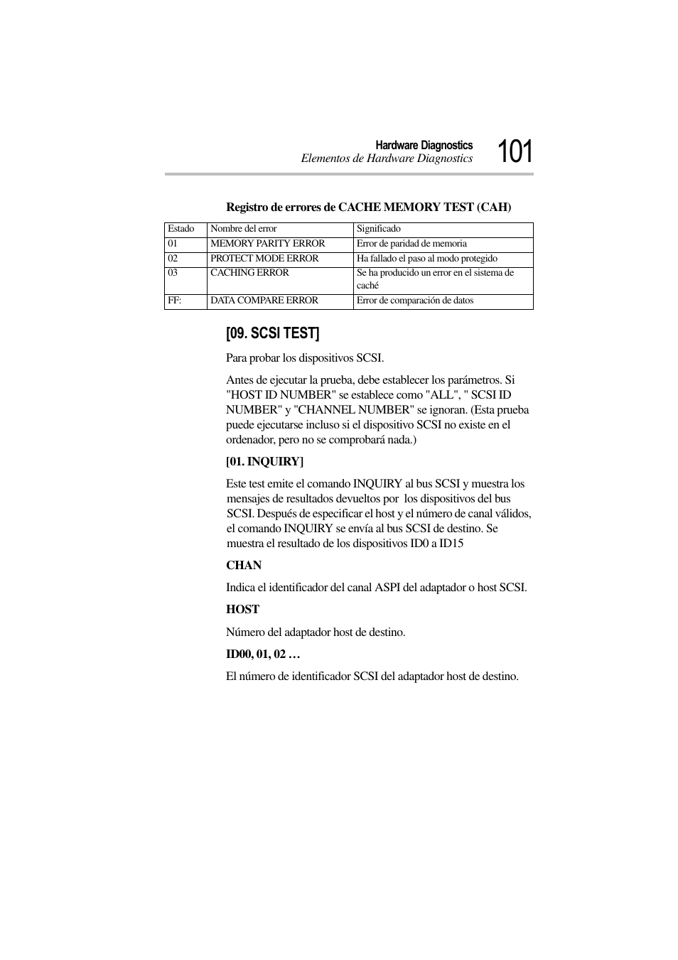 Scsi test | Toshiba Magnia 3310 User Manual | Page 106 / 135