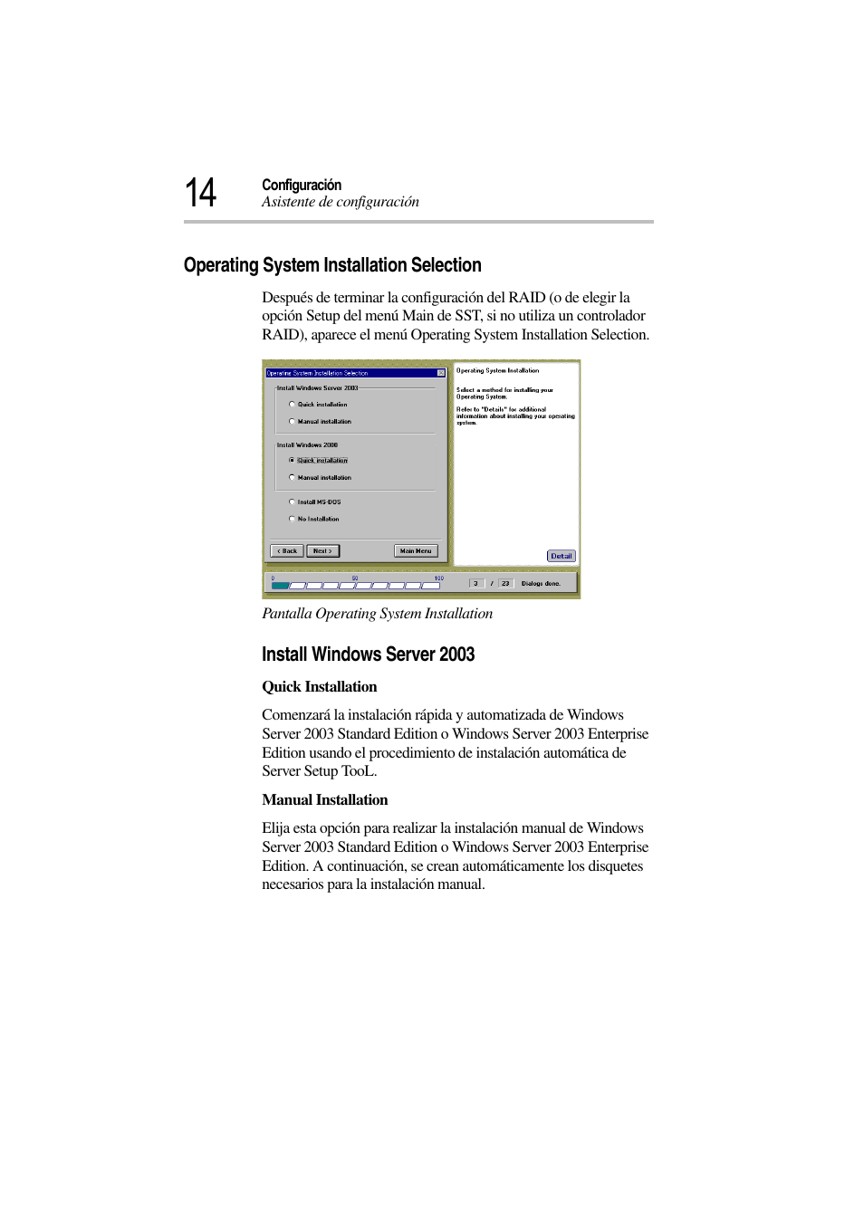 Operating system installation selection | Toshiba Magnia 3310 User Manual | Page 19 / 135