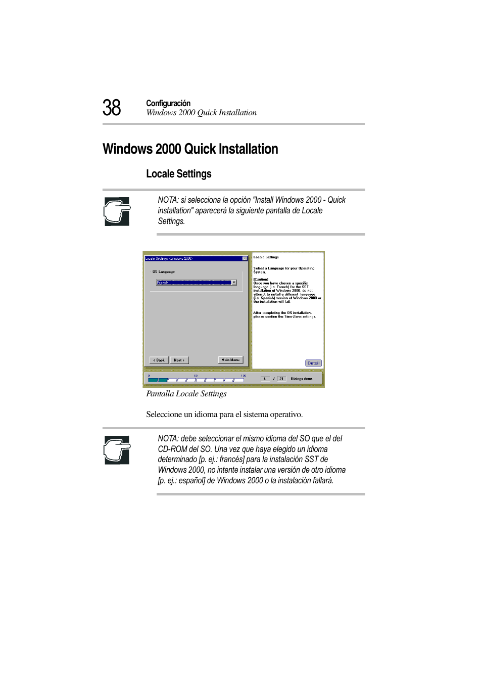 Windows 2000 quick installation | Toshiba Magnia 3310 User Manual | Page 43 / 135