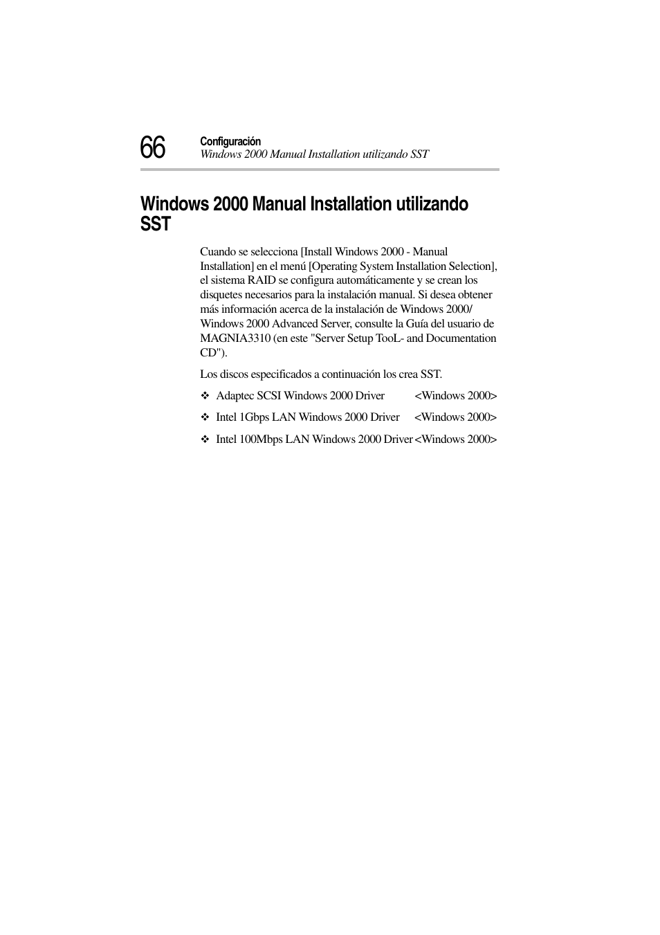 Windows 2000 manual installation utilizando sst | Toshiba Magnia 3310 User Manual | Page 71 / 135