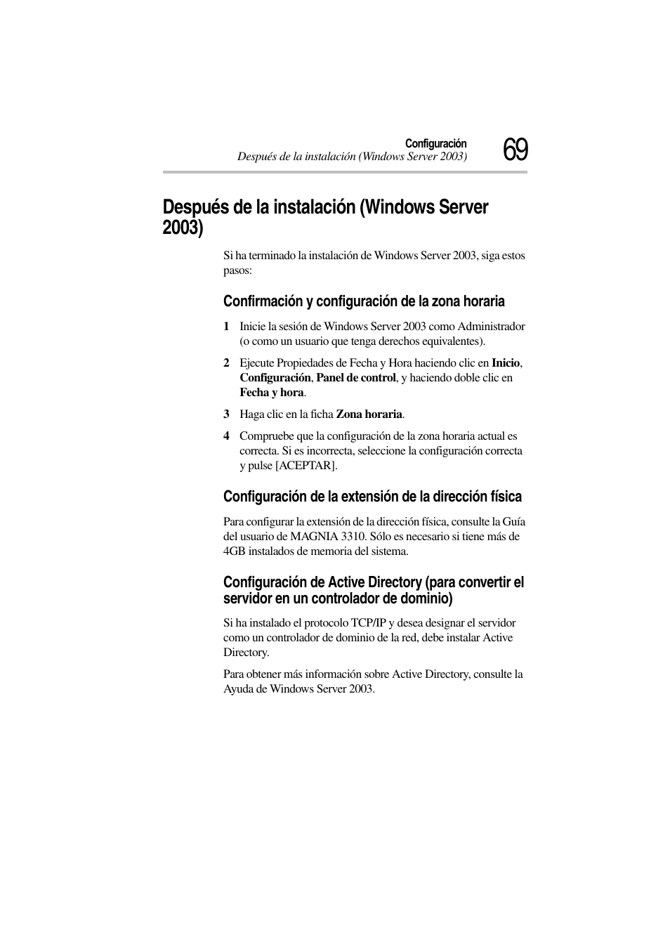 Después de la instalación (windows server 2003), Después de la instalación (windows server | Toshiba Magnia 3310 User Manual | Page 74 / 135