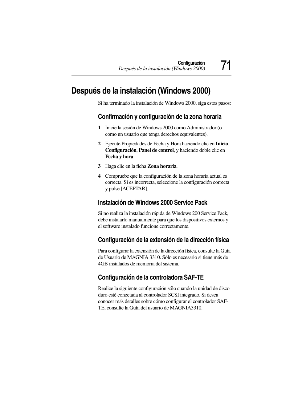 Después de la instalación (windows 2000) | Toshiba Magnia 3310 User Manual | Page 76 / 135