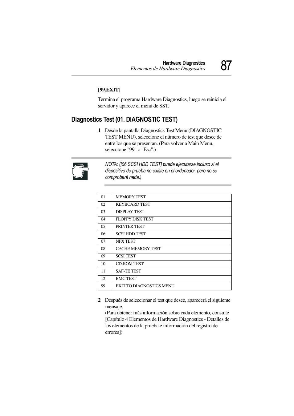 Diagnostics test (01. diagnostic test) | Toshiba Magnia 3310 User Manual | Page 92 / 135