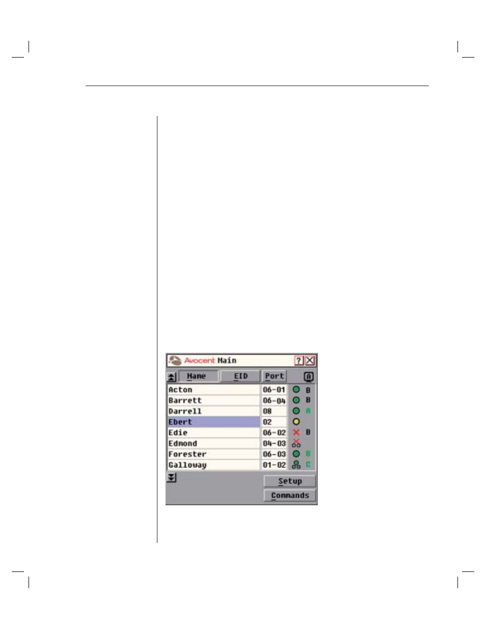 Chapter 3: local port operation, Controlling your system at the local port, Viewing and selecting ports and servers | Avocent DSR4010 User Manual | Page 29 / 80
