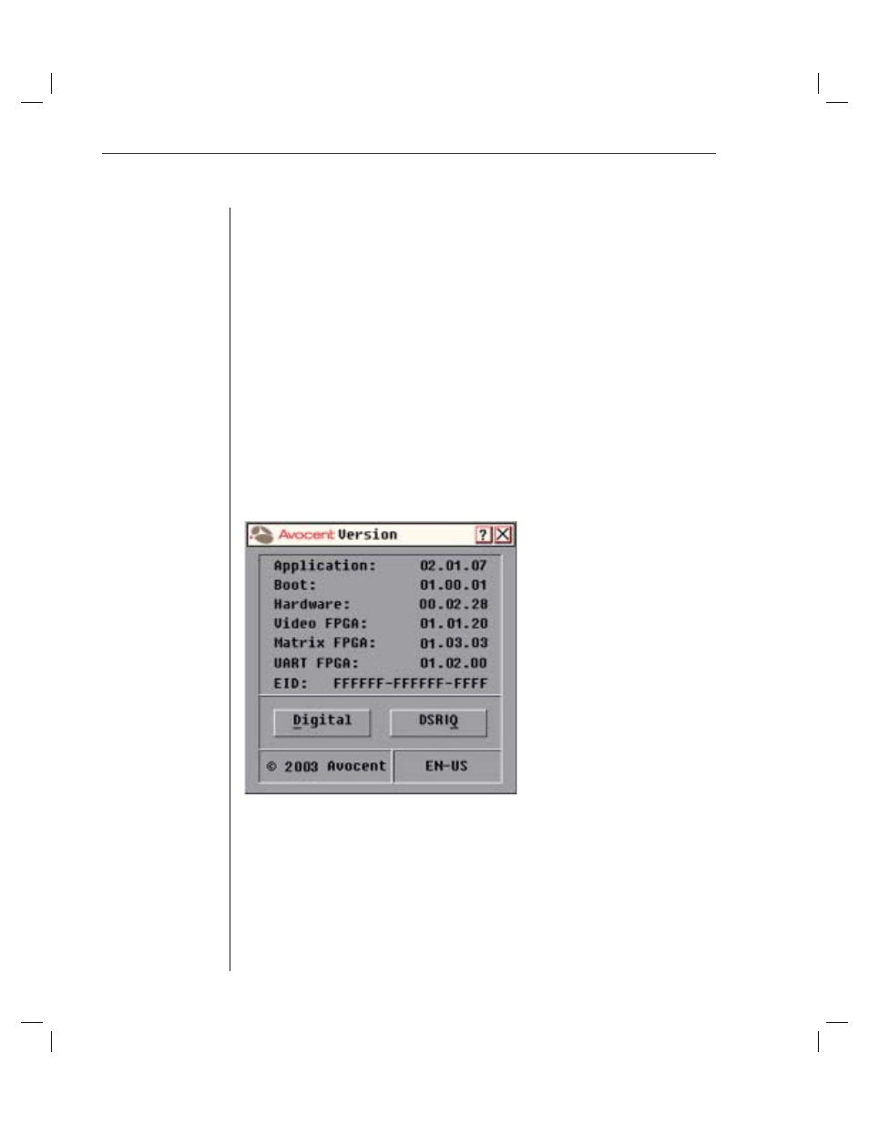 Displaying version information | Avocent DSR4010 User Manual | Page 52 / 80