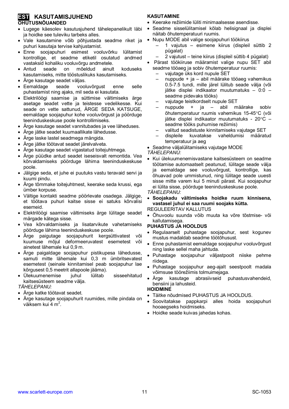 Scarlett SC-1053 User Manual | Page 11 / 17