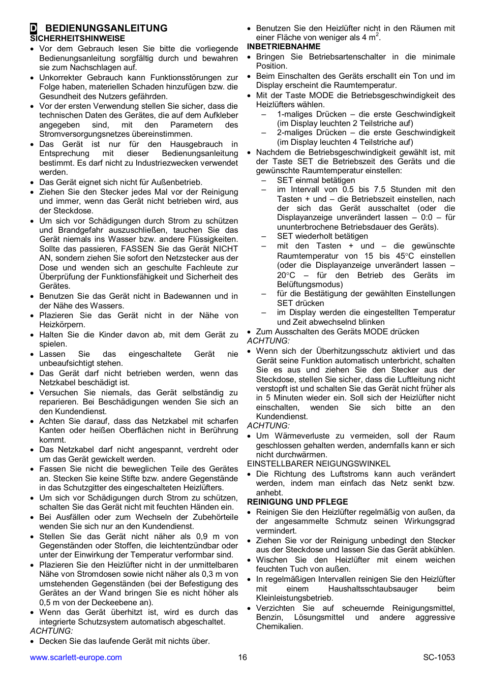 Scarlett SC-1053 User Manual | Page 16 / 17