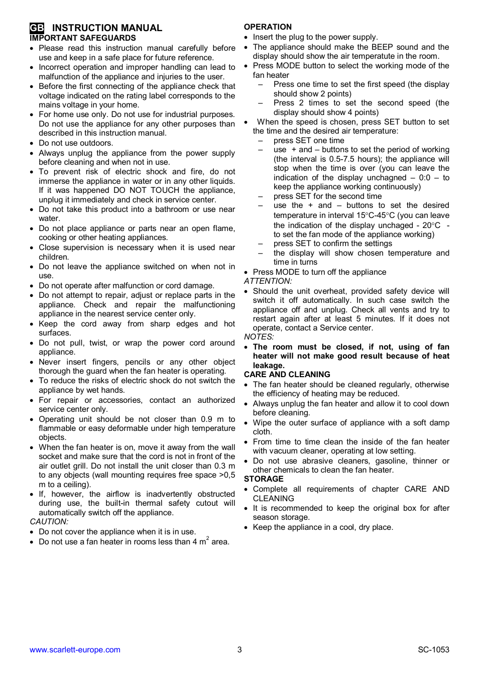 Scarlett SC-1053 User Manual | Page 3 / 17