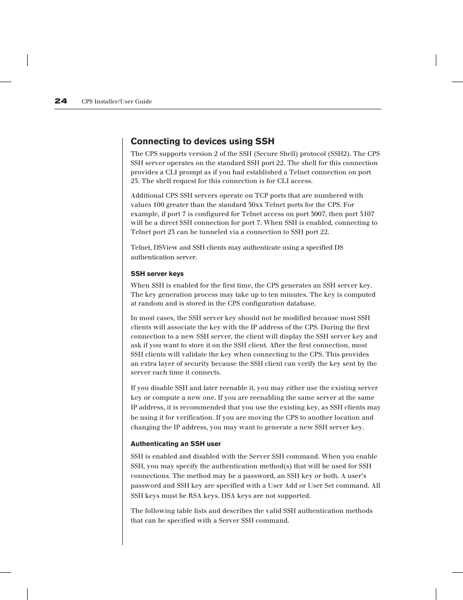 Connecting to devices using ssh | Avocent CPS1610 CPS User Manual | Page 30 / 98