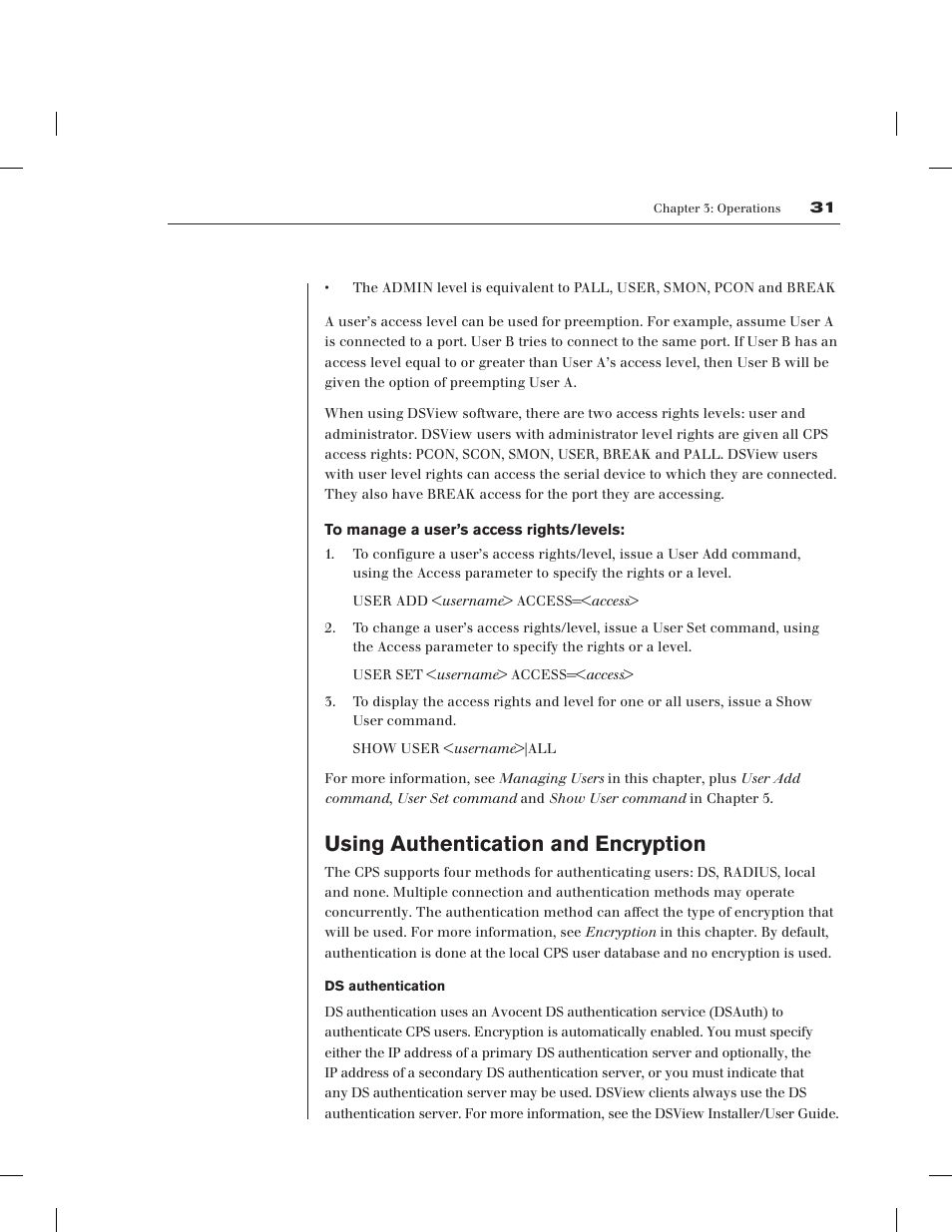 Using authentication and encryption | Avocent CPS1610 CPS User Manual | Page 37 / 98