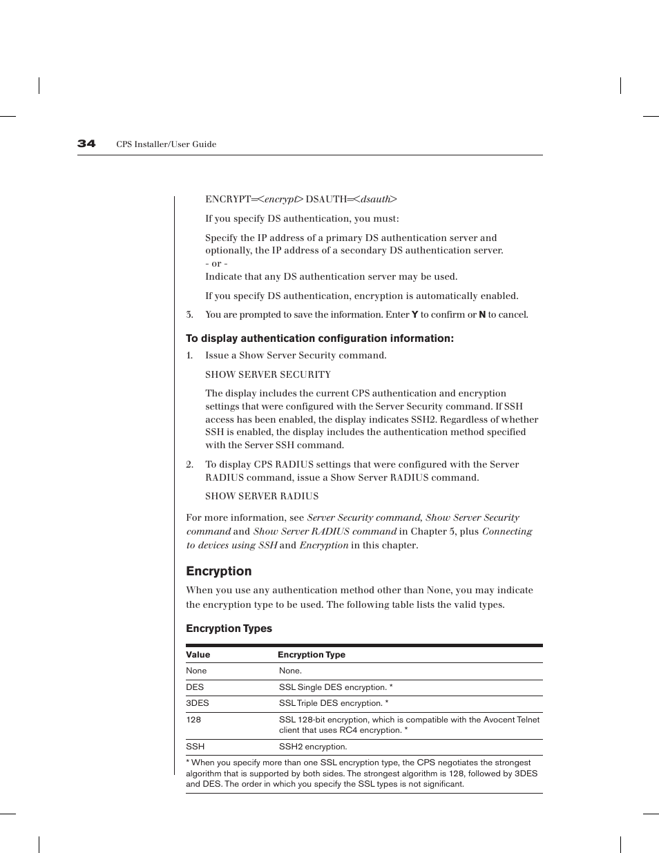 Encryption | Avocent CPS1610 CPS User Manual | Page 40 / 98