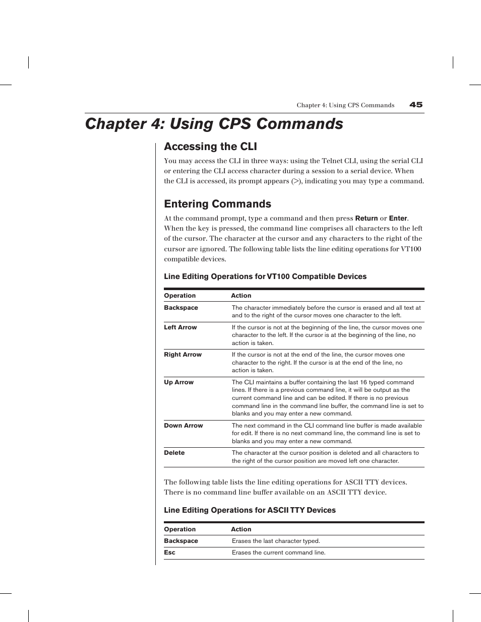 Chapter 4: using cps commands, Accessing the cli, Entering commands | Avocent CPS1610 CPS User Manual | Page 51 / 98