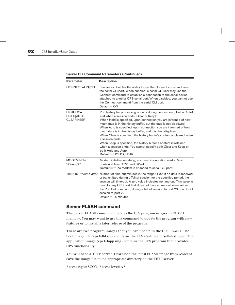 Server flash command | Avocent CPS1610 CPS User Manual | Page 68 / 98