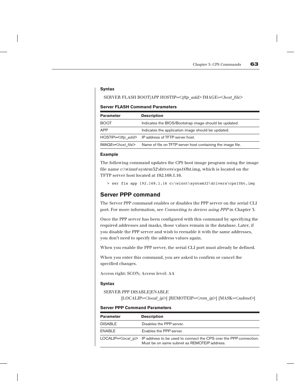 Server ppp command | Avocent CPS1610 CPS User Manual | Page 69 / 98