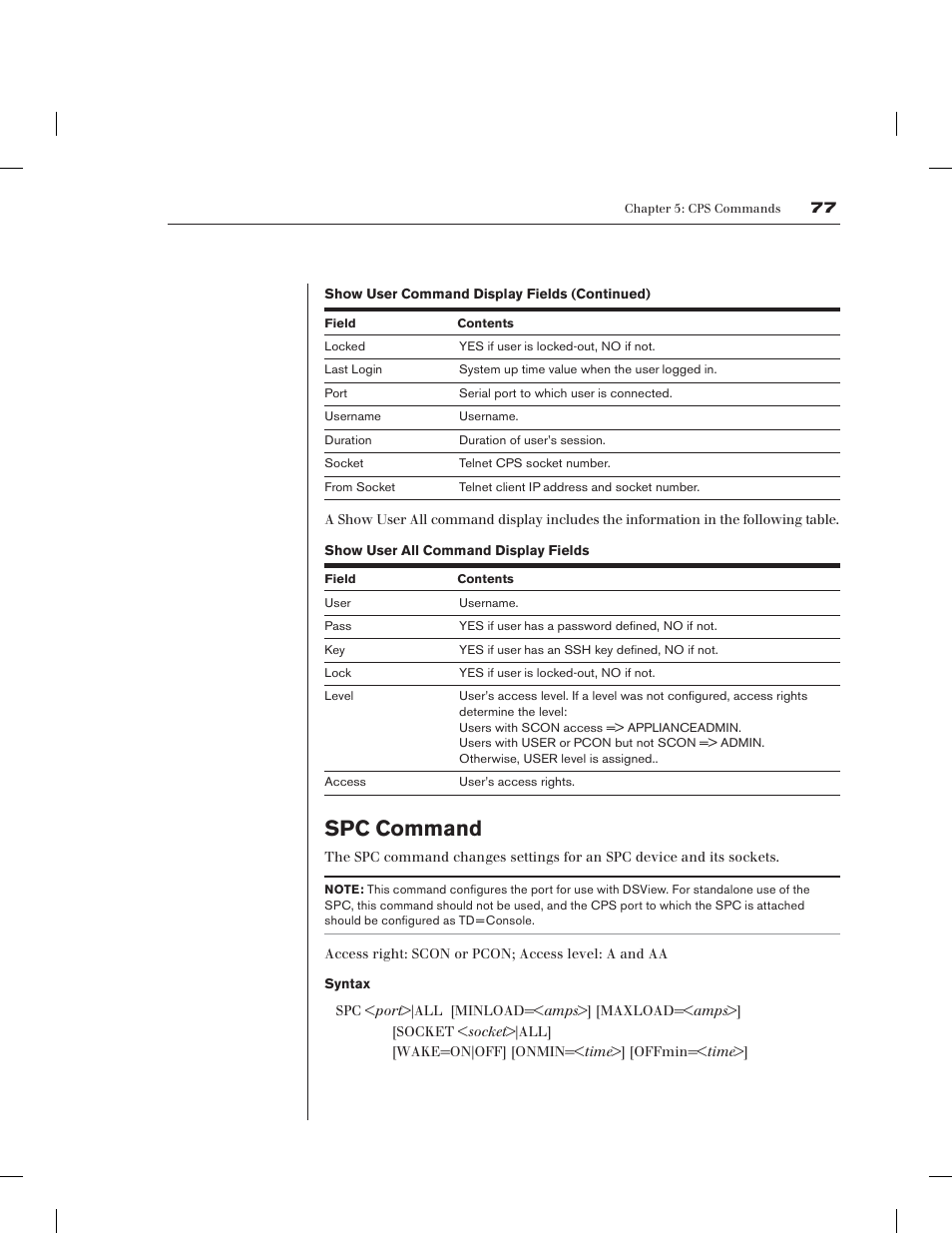 Spc command | Avocent CPS1610 CPS User Manual | Page 83 / 98