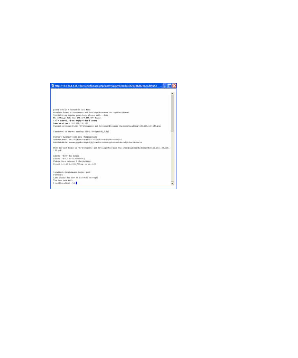 Accessing a target device’s console, To connect to a device’s sol console (web manager), Managing power through a service processor | Figure 3.4: device console example | Avocent 5240 User Manual | Page 53 / 88