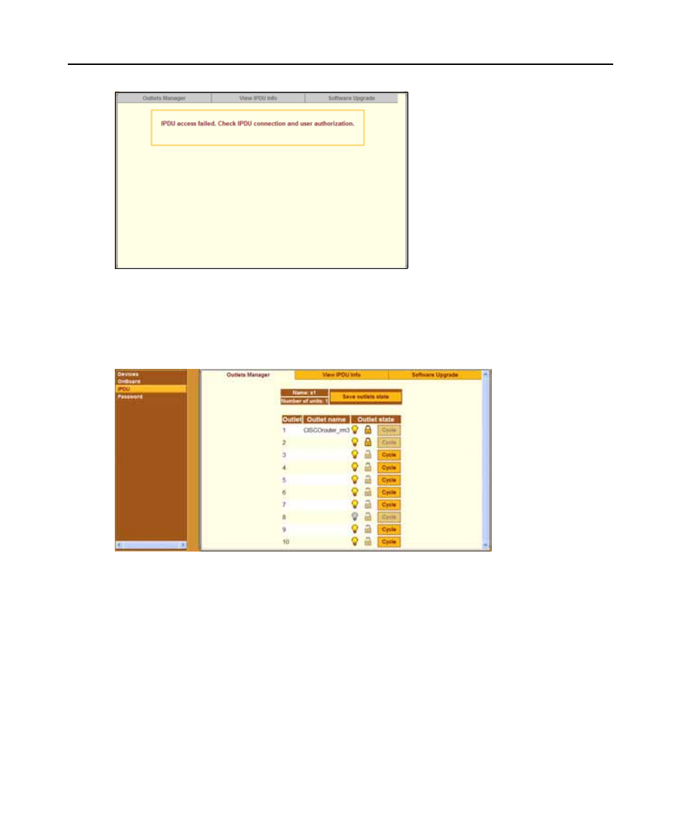 Figure 3.16: access - ipdu - outlets, Figure 3.15 app | Avocent 5240 User Manual | Page 66 / 88
