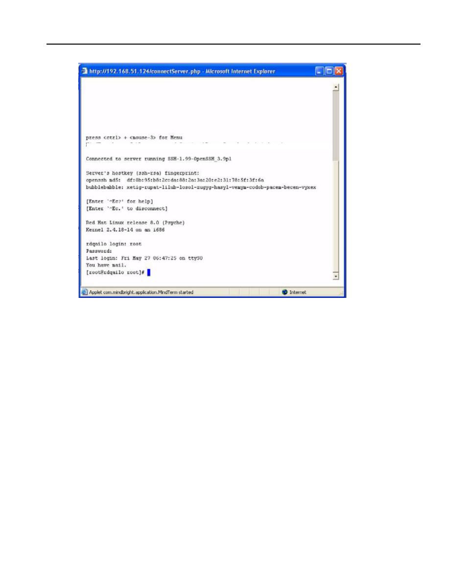 Mindterm terminal menu options | Avocent 5240 User Manual | Page 72 / 88