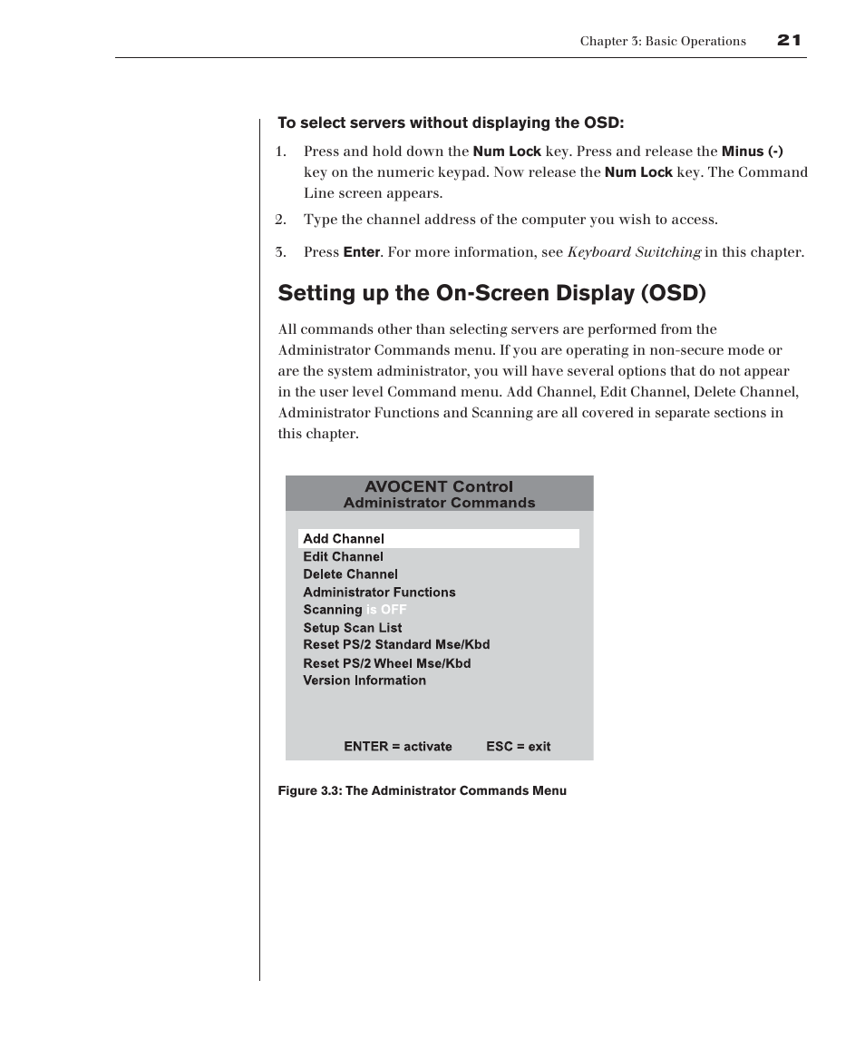 Setting up the on-screen display (osd) | Avocent 416 User Manual | Page 27 / 56