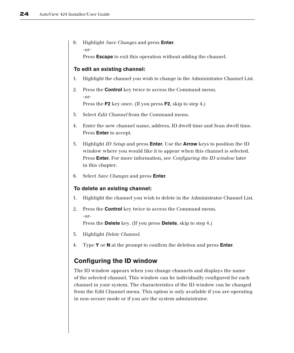 Configuring the id window | Avocent 416 User Manual | Page 30 / 56