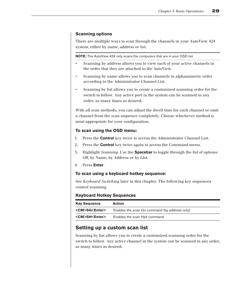Setting up a custom scan list | Avocent 416 User Manual | Page 35 / 56