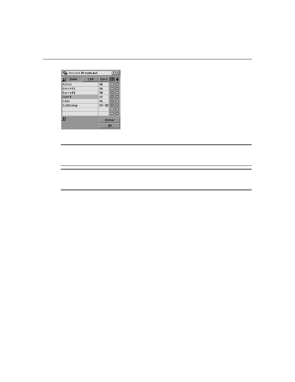 Figure 3.23: broadcast dialog box | Avocent AutoView 1515 User Manual | Page 52 / 68