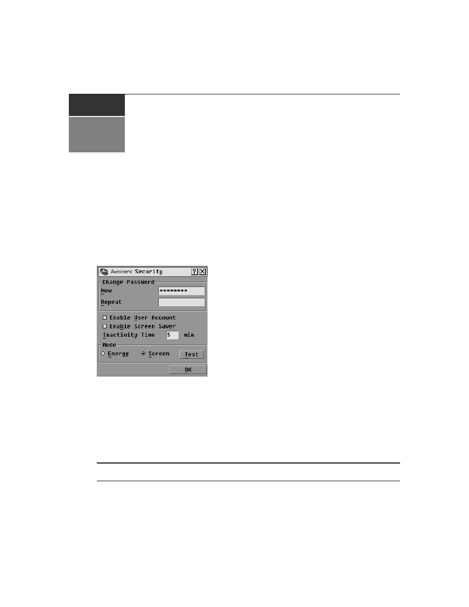 Advanced operations, Using administrator privileges, Chapter 4: advanced operations | Figure 4.1: security menu | Avocent AutoView 1515 User Manual | Page 55 / 68