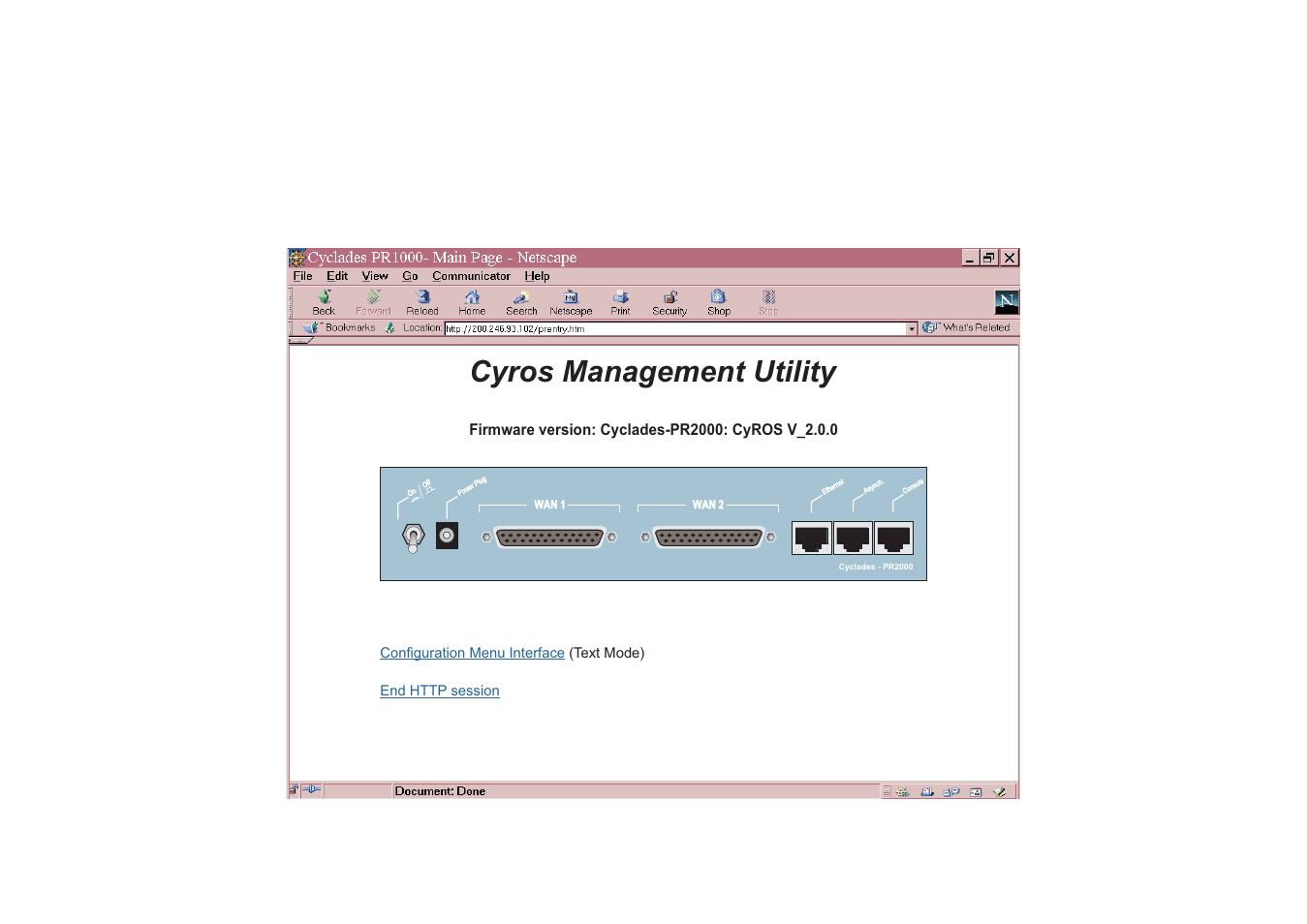 Cyros management utility, Figure 3.2 cyros management utility home page | Avocent Access Router Cyclades-PR2000 User Manual | Page 17 / 136