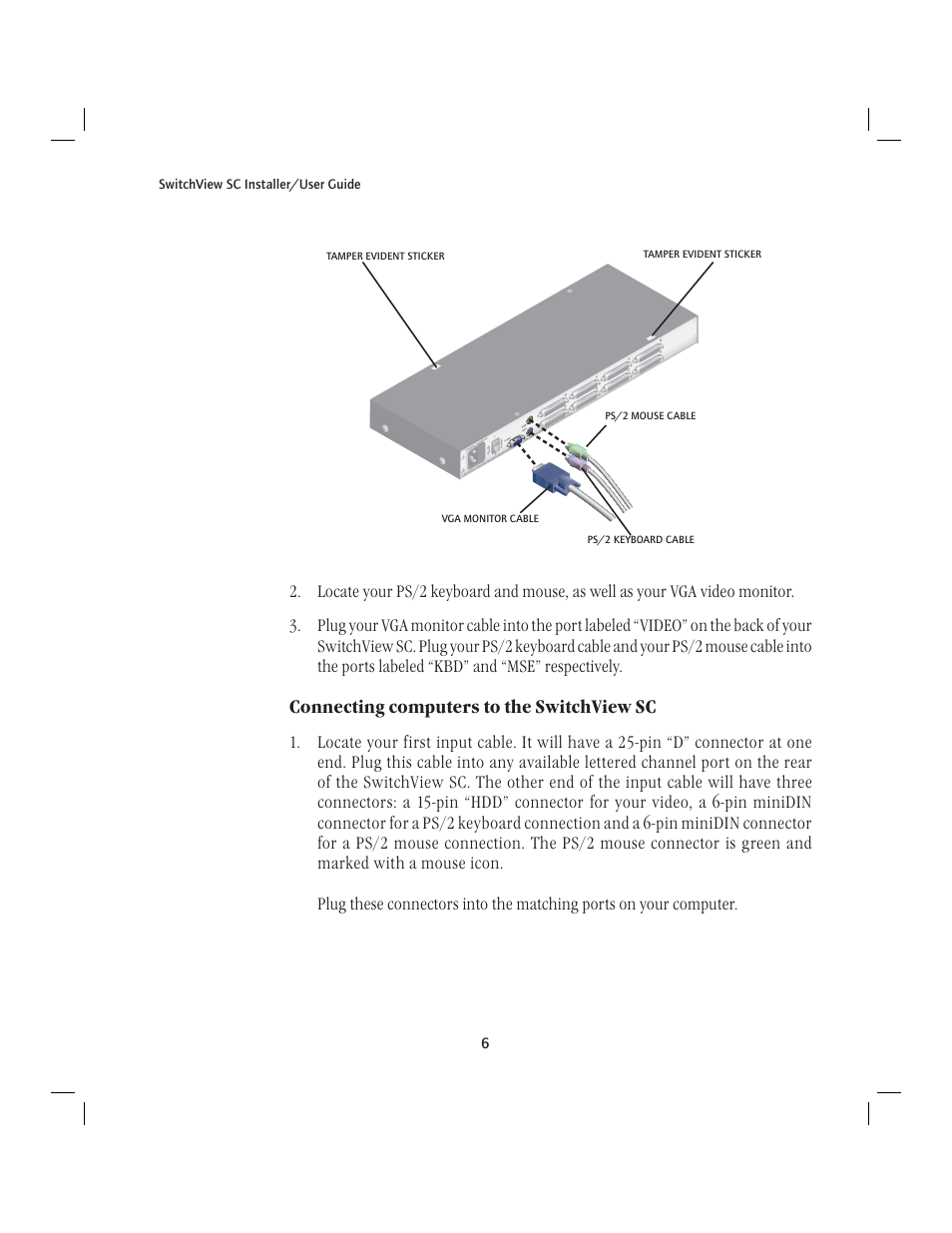 Connecting computers to the switchview sc | Avocent SwitchView SC User Manual | Page 12 / 20