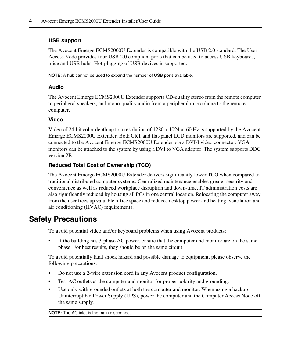 Safety precautions | Avocent ECMS2000U User Manual | Page 15 / 62