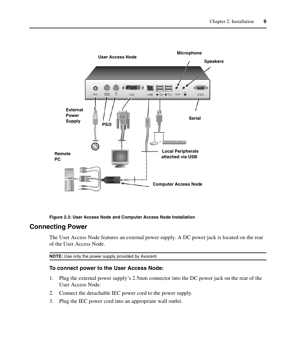 Connecting power | Avocent ECMS2000U User Manual | Page 20 / 62