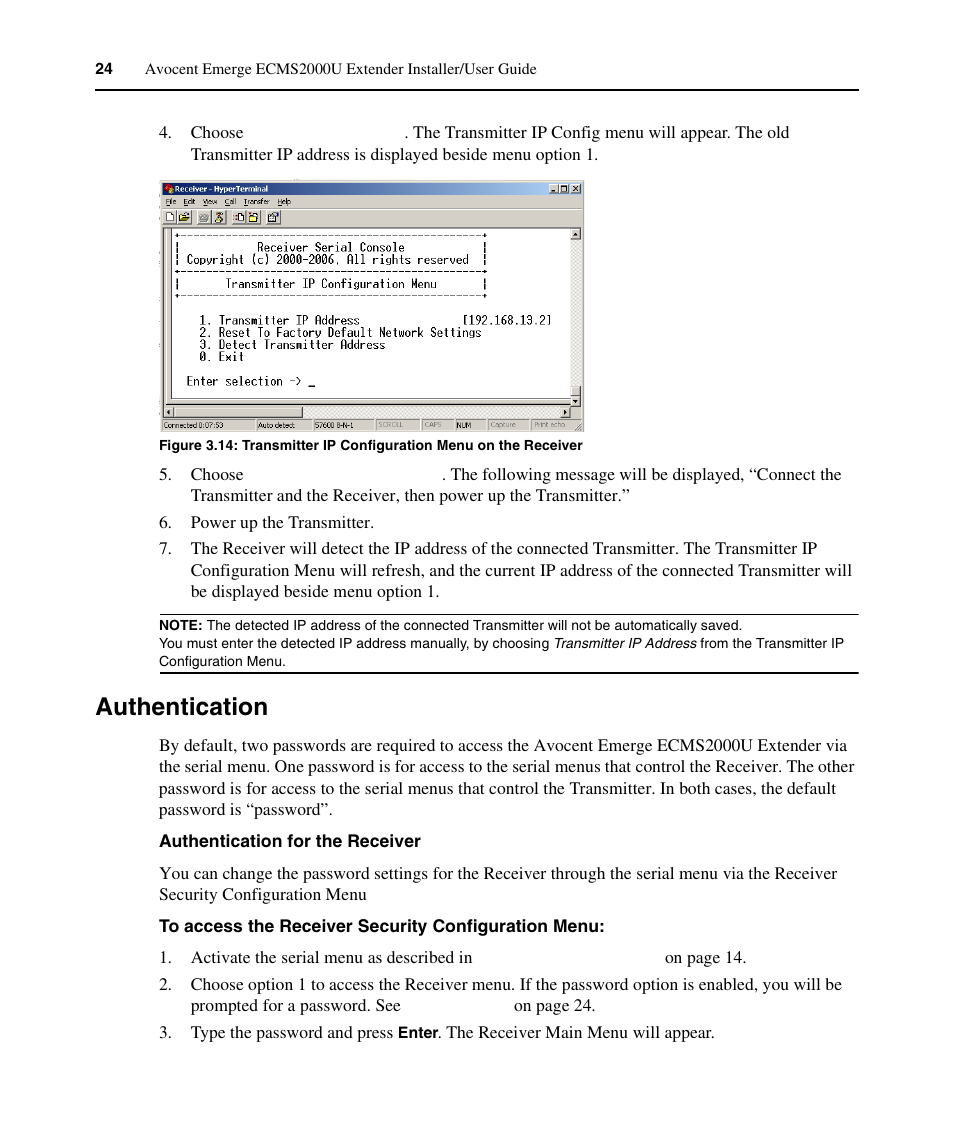 Authentication | Avocent ECMS2000U User Manual | Page 35 / 62