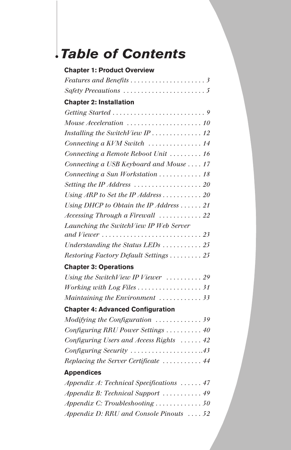 Avocent SwitchView User Manual | Page 5 / 60