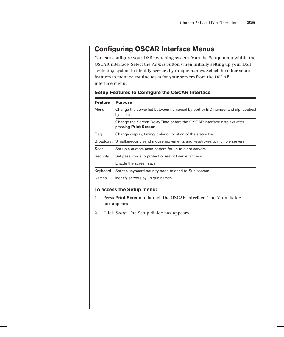 Configuring oscar interface menus | Avocent DSRTM 1021 User Manual | Page 28 / 79