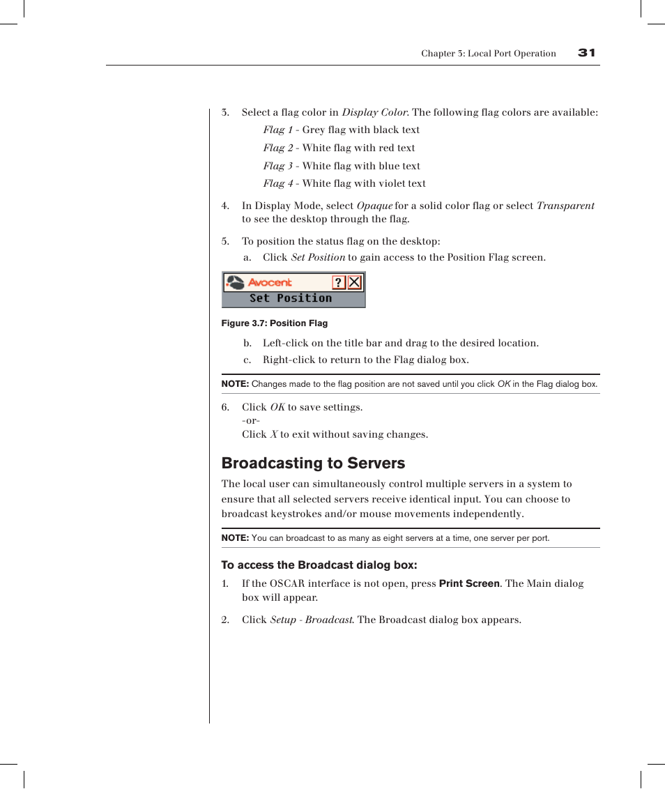 Broadcasting to servers | Avocent DSRTM 1021 User Manual | Page 34 / 79