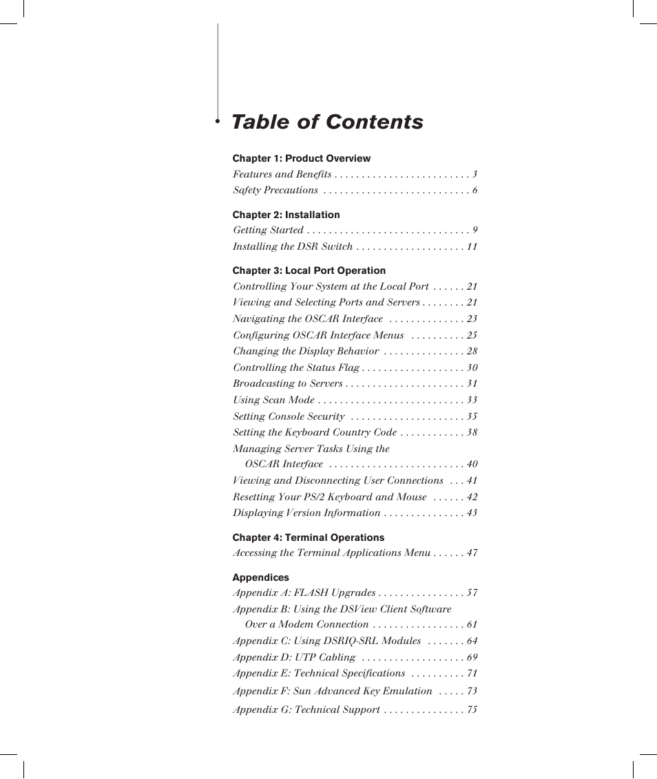 Avocent DSRTM 1021 User Manual | Page 5 / 79