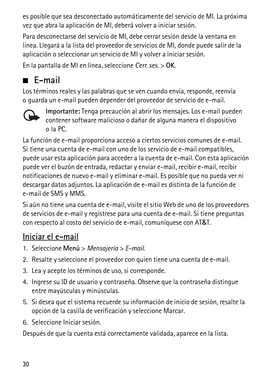 E-mail, Iniciar el e-mail | Nokia 6750 User Manual | Page 96 / 139