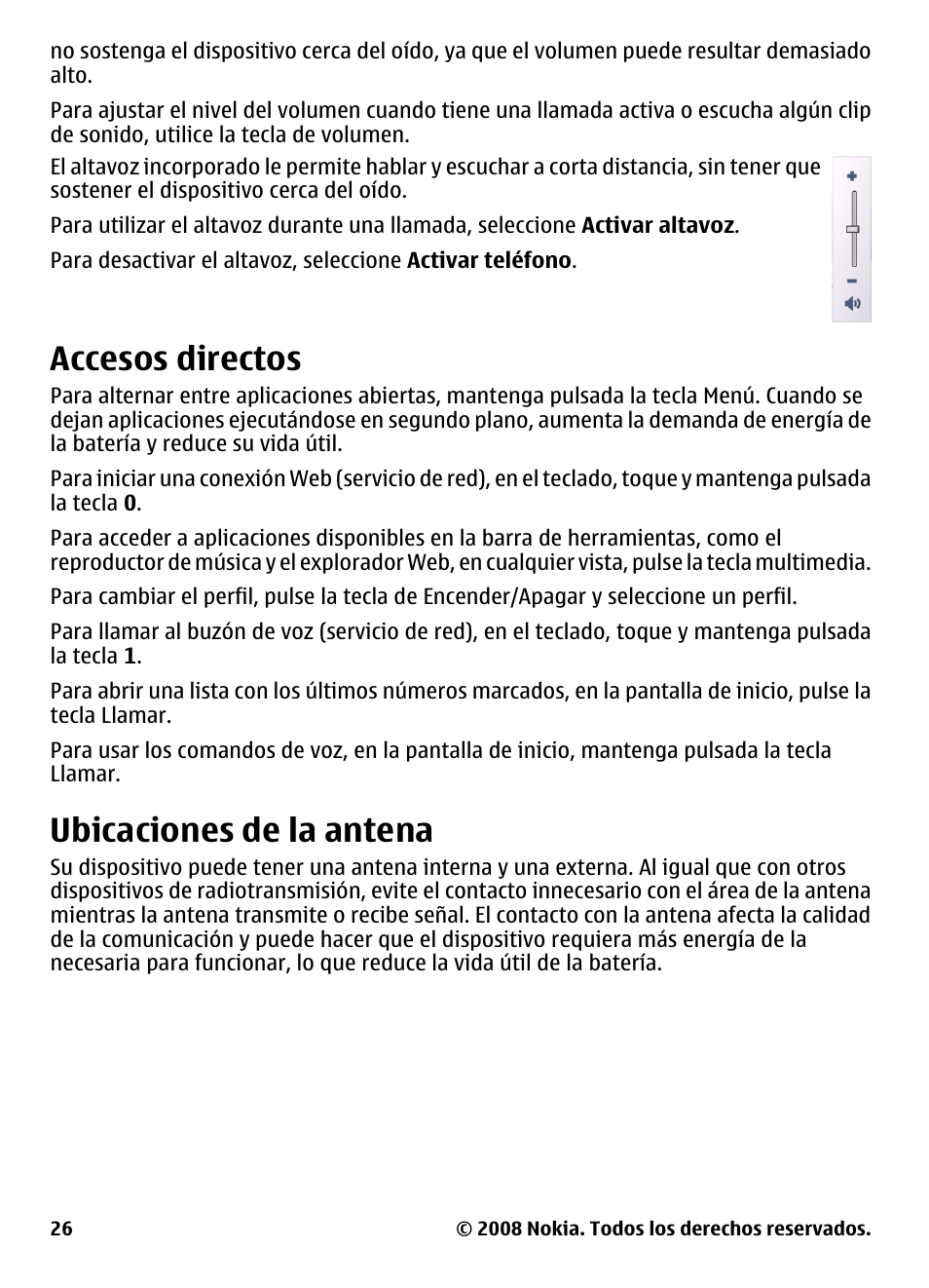 Accesos directos, Ubicaciones de la antena | Nokia 5800 User Manual | Page 143 / 243