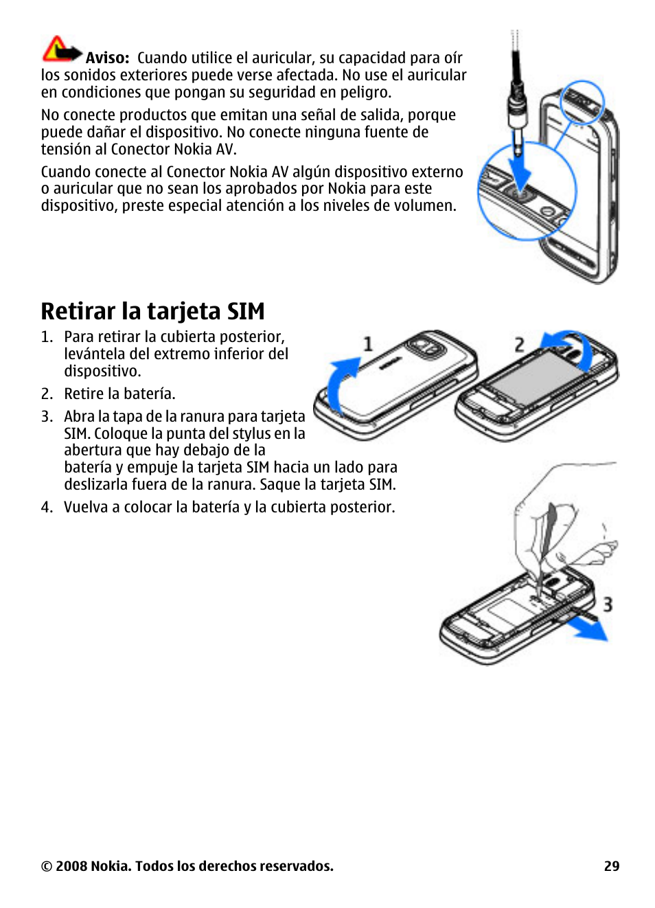 Retirar la tarjeta sim | Nokia 5800 User Manual | Page 146 / 243