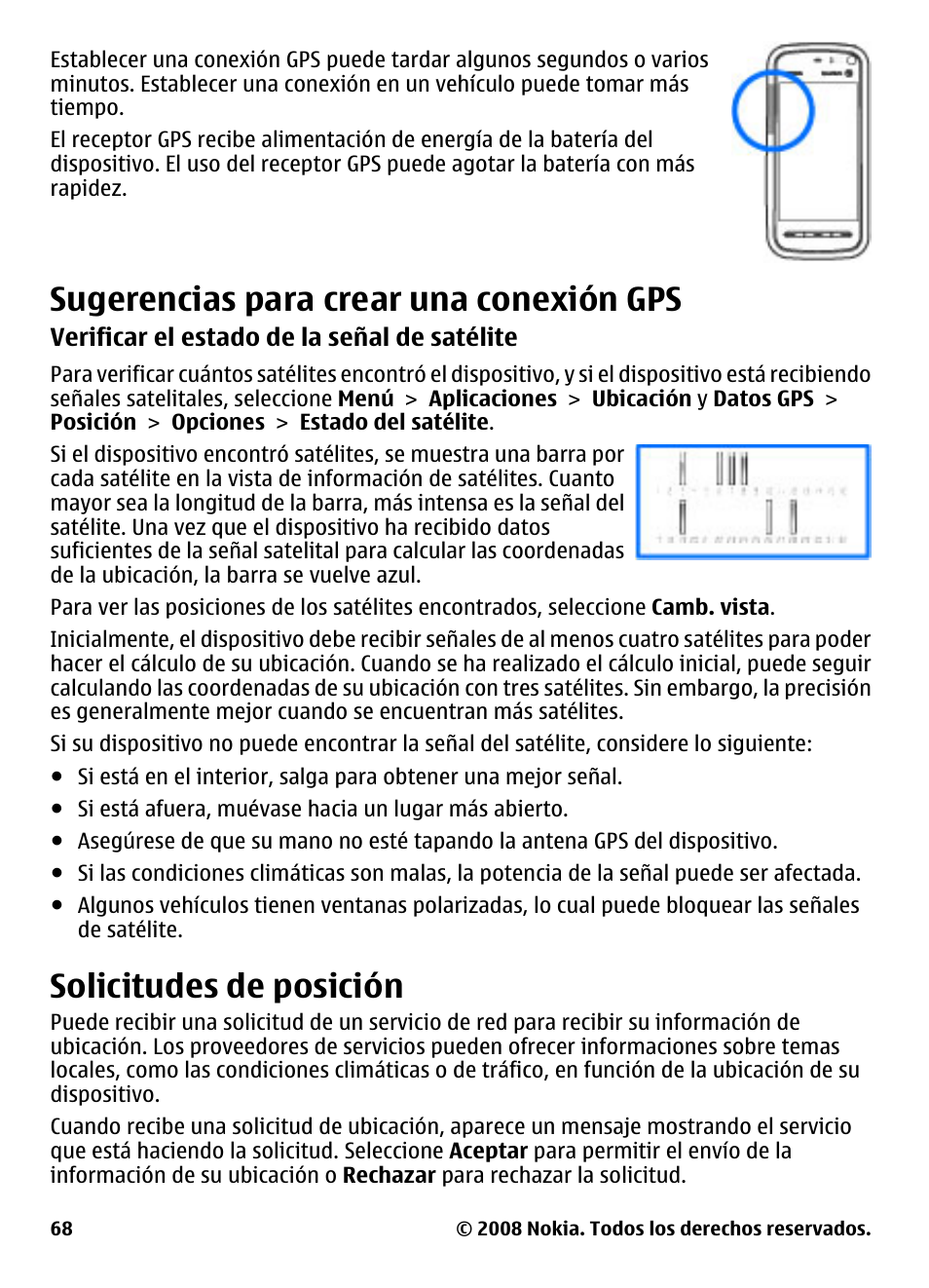 Sugerencias para crear una conexión gps, Solicitudes de posición, Sugerencias para crear una conexión | Nokia 5800 User Manual | Page 185 / 243